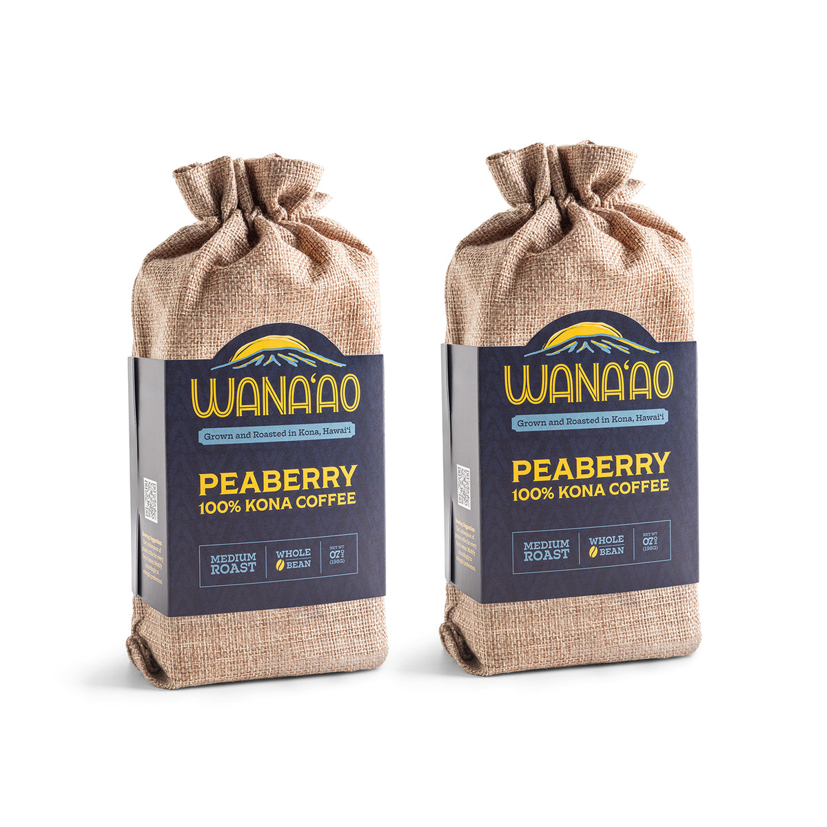 TWO(2) x 7oz Bag of 100% Kona Peaberry Coffee