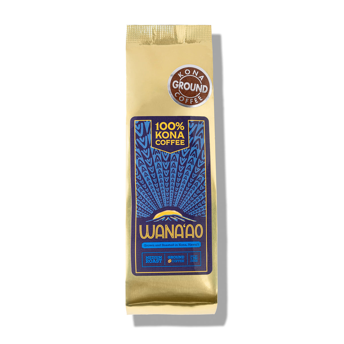 Wana'ao 100% Kona Coffee, 1.75 oz ground sample bag