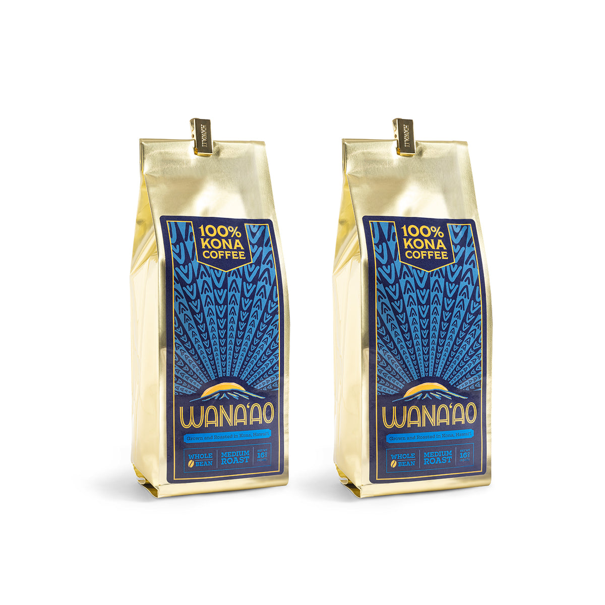 Two 16 oz bags of Wana'ao 100% Kona Coffee