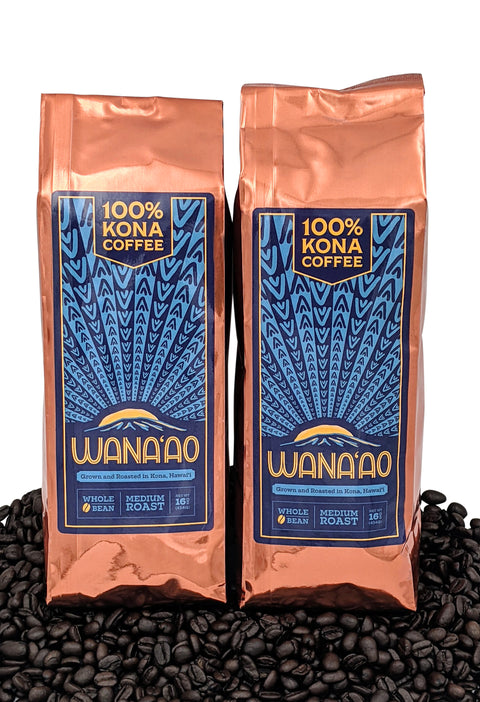 Two(2) 16oz Bags of Pure 100% Kona Coffee | Wana'ao Kona Coffee