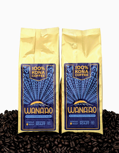 Two (2) 7oz Bags of pure 100% Kona Coffee | Wana'ao Kona Coffee